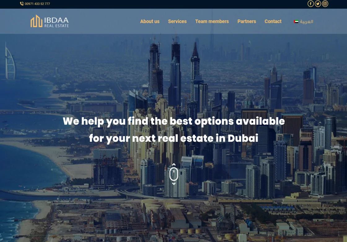 Ibdaa Real estate website design and development