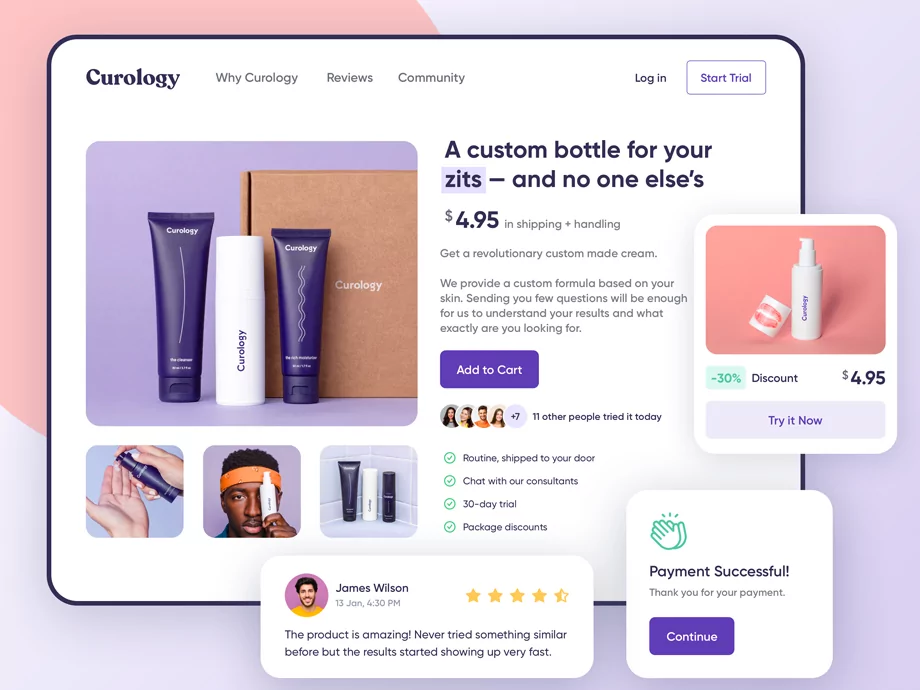Example of an eCommerce page design